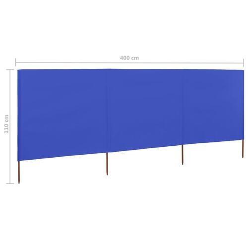 3-panels læsejl 400x80 cm stof azurblå