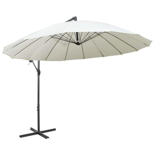 Hængende parasol 3 m aluminiumsstang hvid