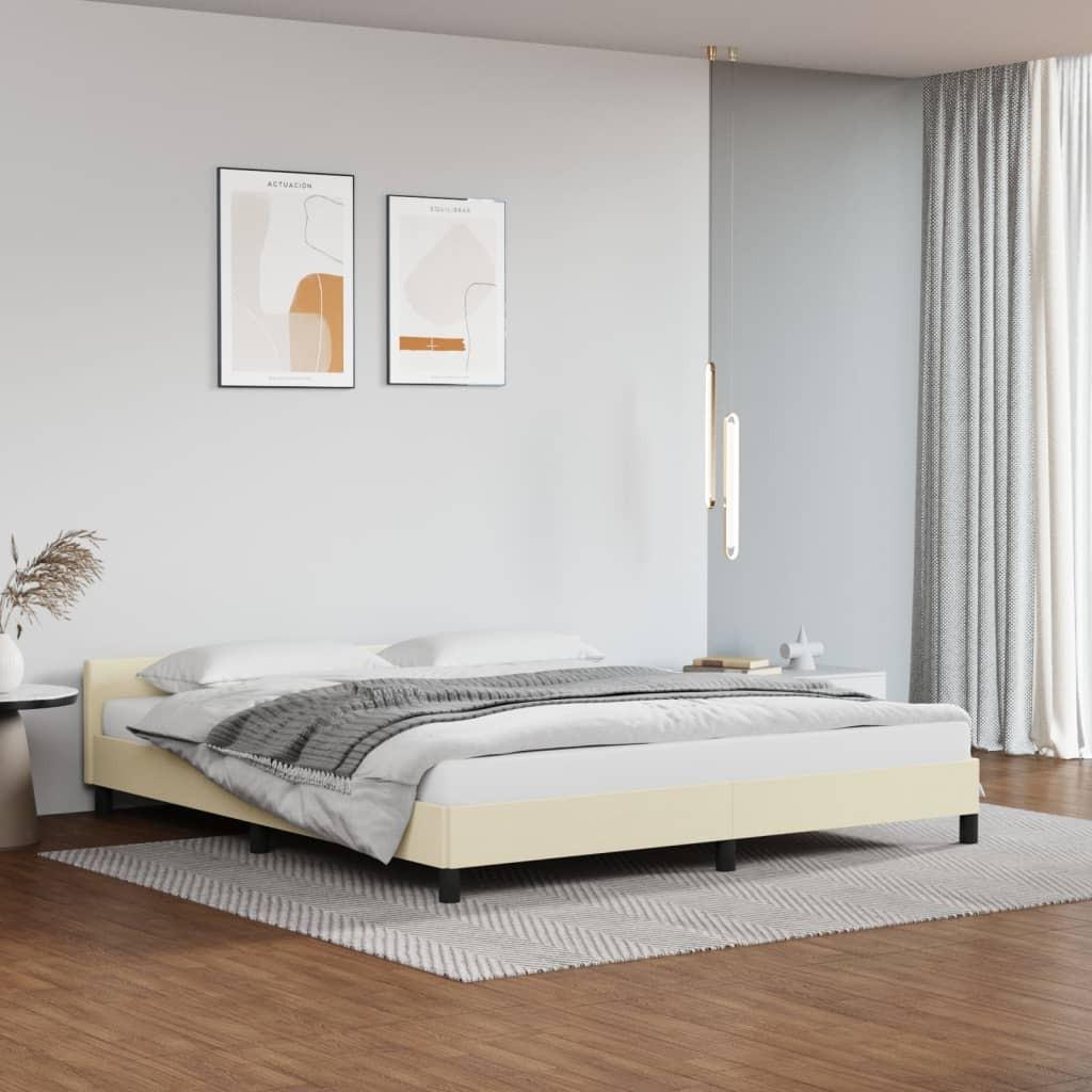 Billede af Sengeramme med sengegavl 180x200 cm kunstlæder cremefarvet