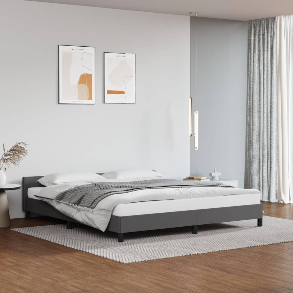 Billede af Sengeramme med sengegavl 180x200 cm kunstlæder grå
