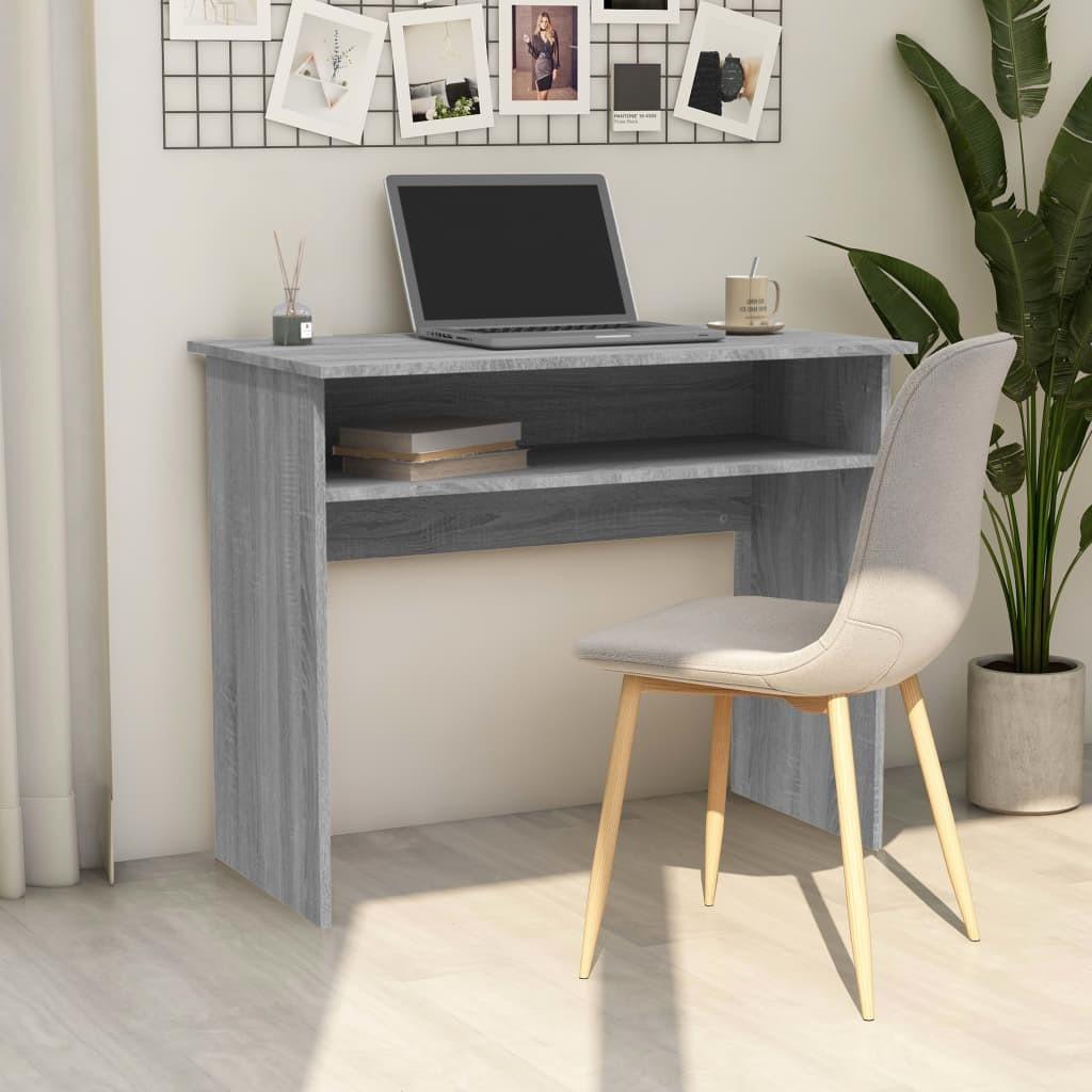 Skrivebord 90x50x74 cm konstrueret træ grå sonoma-eg&#9;