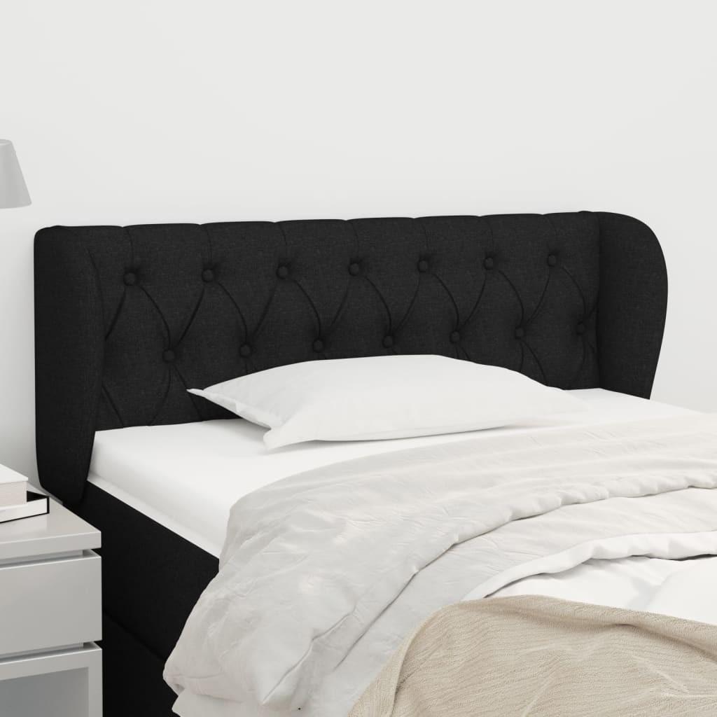 Sengegavl med kanter i stof - 103Ã23Ã78/88 cm, sort