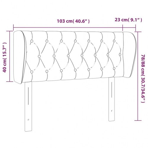 Sengegavl med kanter 103 x 23 x 78/88 cm - gråbrun
