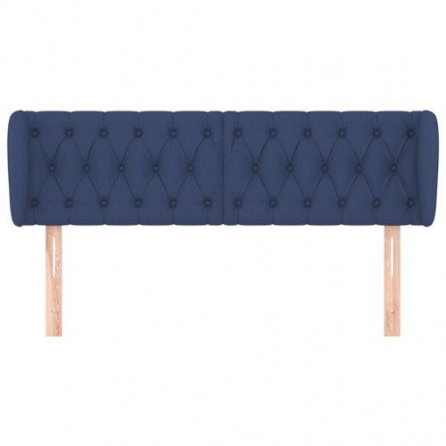 Sengegavl med kanter 163 x 23 x 78/88 cm stof blå