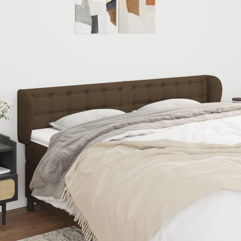 Sengegavl med kanter 163x23x78/88 cm stof mørkebrun