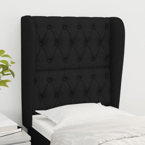 Sengegavl med kanter 83 x 23 x 118/128 cm - sort