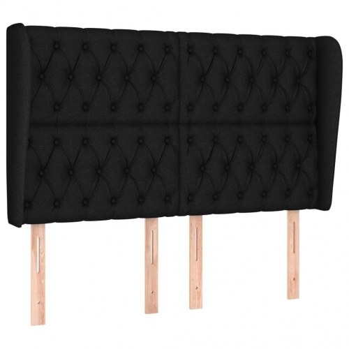 Sengegavl med kanter 163 x 23 x 118/128 cm - sort