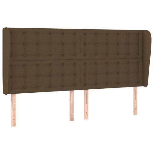 Sengegavl med kanter 163x23x118/128 cm stof mørkebrun