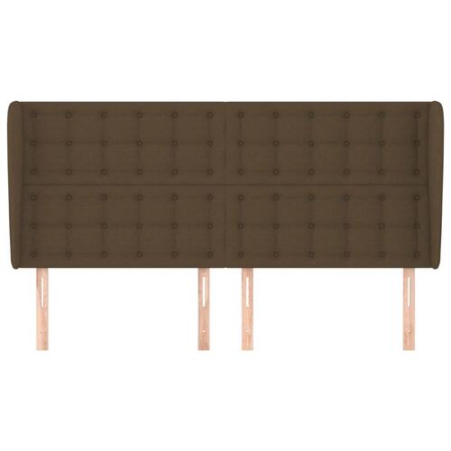 Sengegavl med kanter 163x23x118/128 cm stof mørkebrun