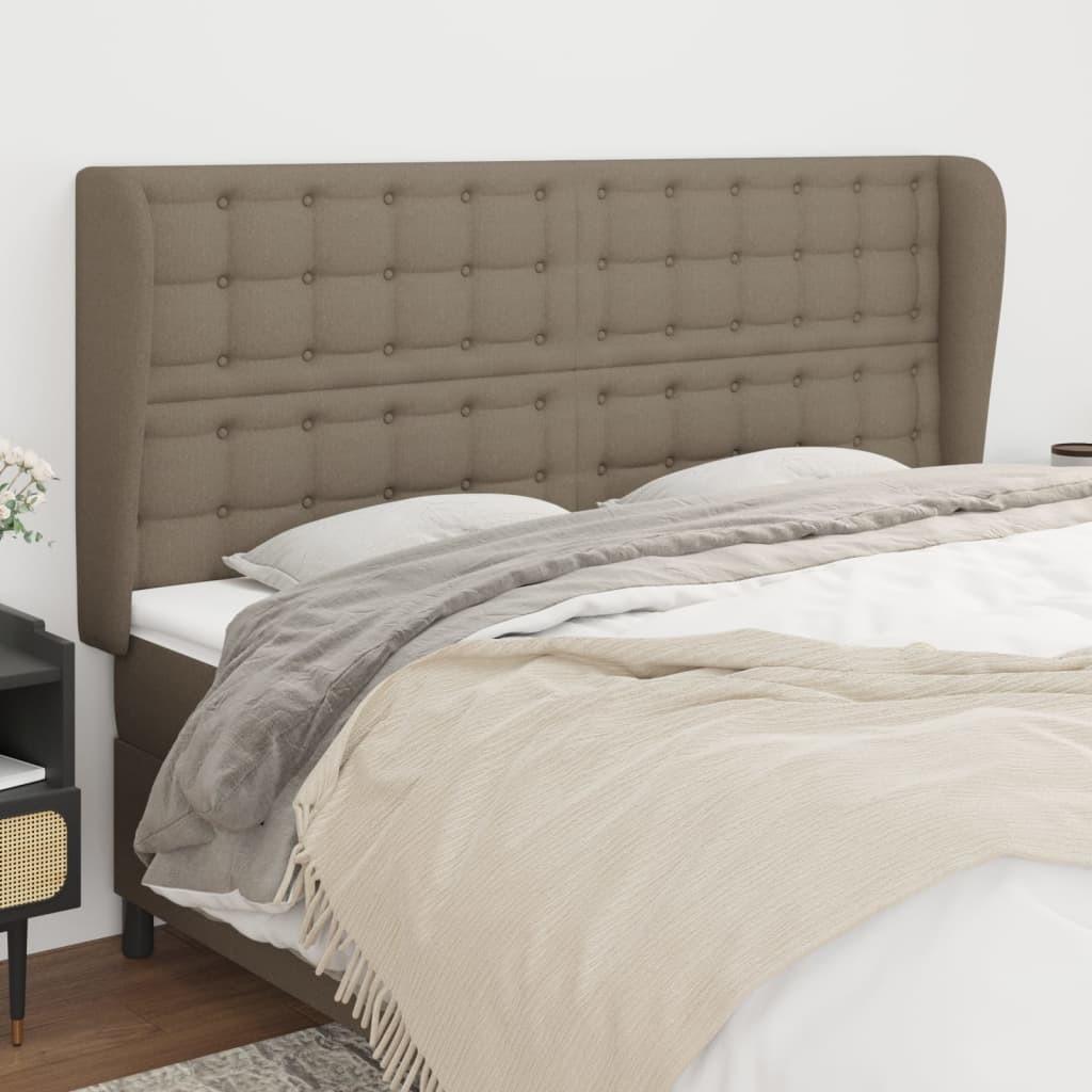 Sengegavl med kanter 183x23x118/128 cm stof gråbrun