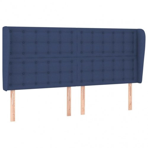 Sengegavl med kanter 203 x 23 x 118/128 cm - blå