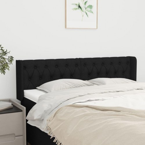 Sengegavl med kanter 163 x 16 x 78/88 cm - sort