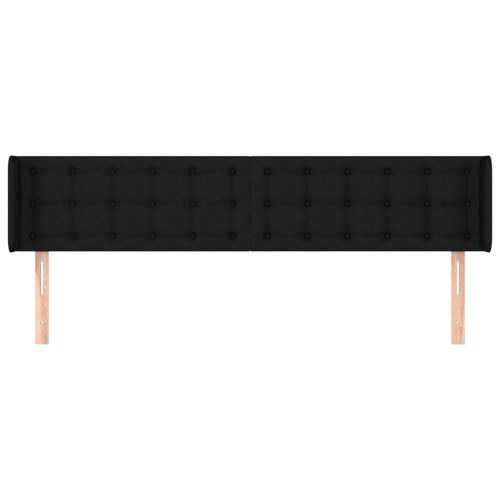 Sengegavl med kanter 203 x 16 x 78/88 cm - sort