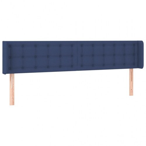 Sengegavl med kanter 203 x 16 x 78/88 cm stof - blå