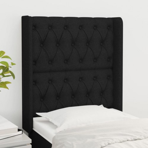 Sengegavl med kanter 83 x 16 x 118/128 cm - sort