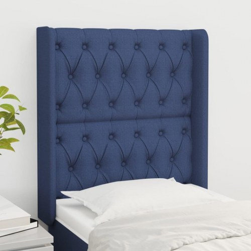 Sengegavl med kanter 83 x 16 x 118/128 cm - blå