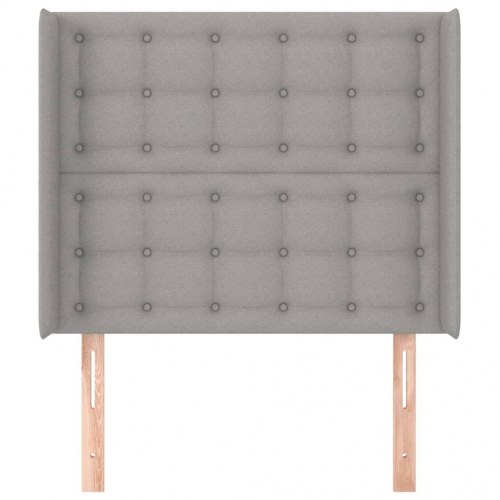 Sengegavl med kanter 93 x 16 x 118/128 cm stof lysegrå