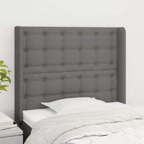 Sengegavl med kanter 103 x 16 x 118/128 cm - mørkegrå