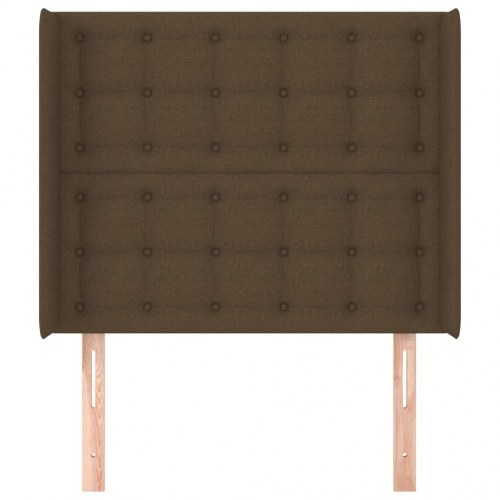 Sengegavl med kanter 103 x 16 x 118/128 cm stof mørkebrun