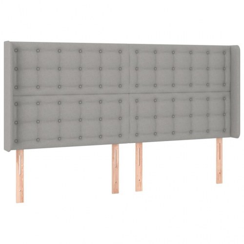 Sengegavl med kanter 183 x 16 x 118/128 cm - lysegrå