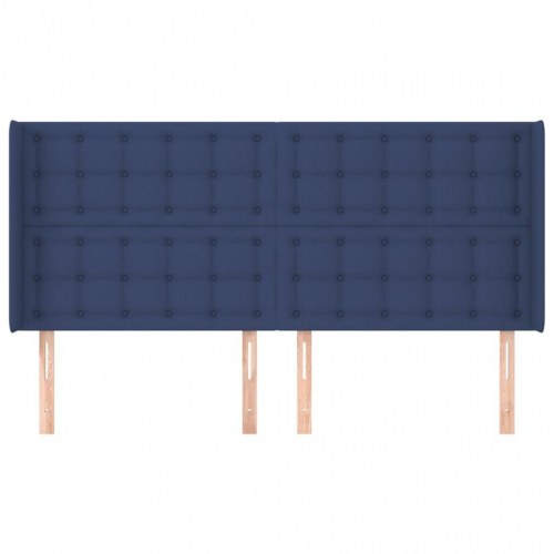 Sengegavl med kanter 203 x 16 x 118/128 cm - blå