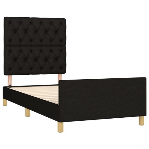 Sengeramme med sengegavl 80x200 cm - stof, sort