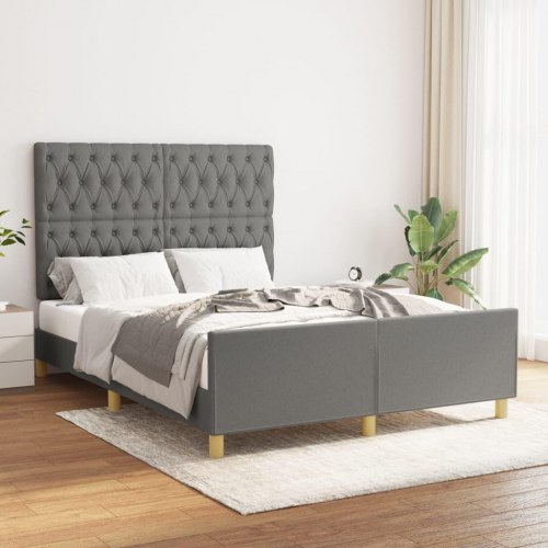 Sengeramme med sengegavl 140x200 cm - stof, mørkegrå