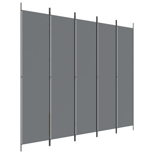5-panels rumdeler i stof - 250 × 220 cm, antracitgrå