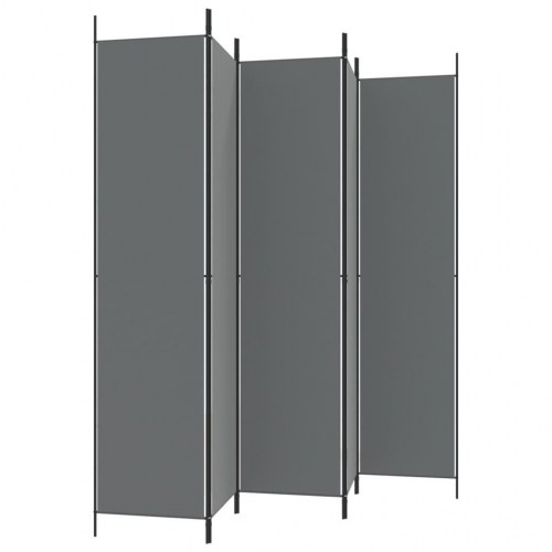 5-panels rumdeler i stof - 250 × 220 cm, antracitgrå
