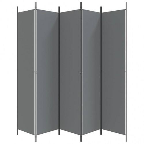 5-panels rumdeler i stof - 250 × 220 cm, antracitgrå