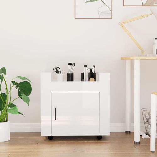 Kontorvogn 60x45x60 cm konstrueret træ hvid højglans