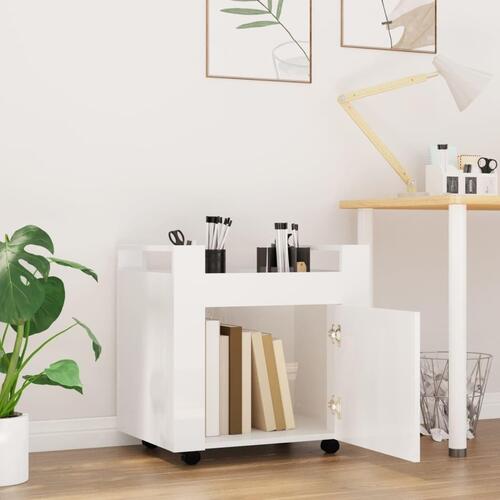 Kontorvogn 60x45x60 cm konstrueret træ hvid højglans