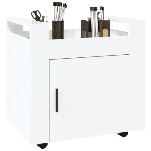 Kontorvogn 60x45x60 cm konstrueret træ hvid højglans
