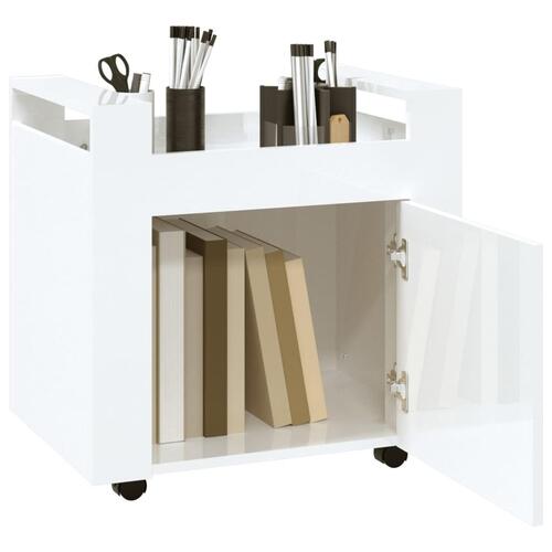 Kontorvogn 60x45x60 cm konstrueret træ hvid højglans