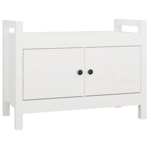 Entrébænk 80x40x60 cm massivt fyrretræ Hvid