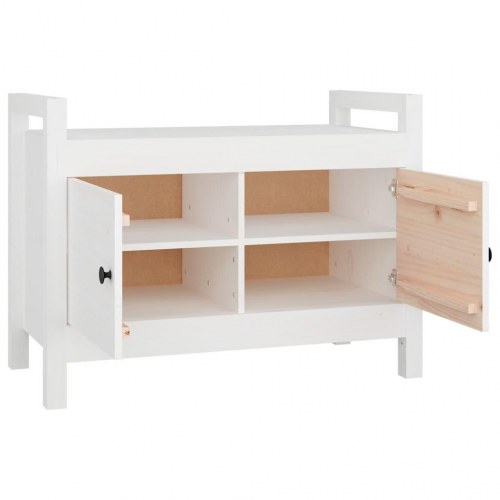 Entrébænk 80x40x60 cm massivt fyrretræ Hvid