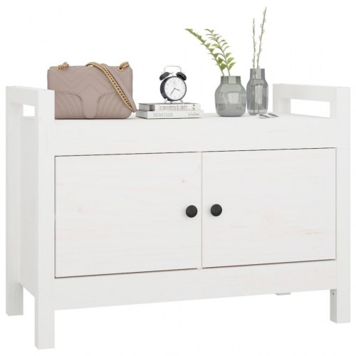 Entrébænk 80x40x60 cm massivt fyrretræ Hvid