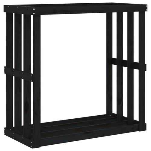 Udendørs brændestativ 108x52x106 cm massivt fyrretræ sort