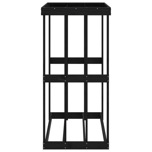 Udendørs brændestativ 108x52x106 cm massivt fyrretræ sort