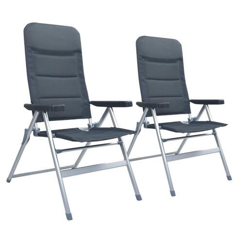 Lænestole til haven 2 stk. aluminium grå