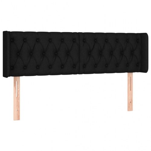 Sengegavl med kanter 147 x 16 x 78/88 cm - sort