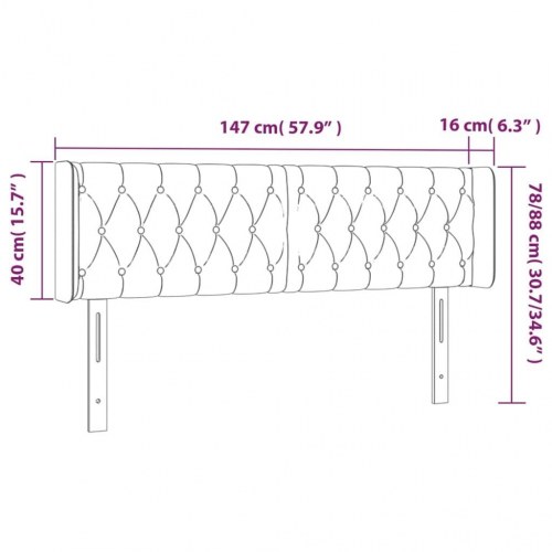 Sengegavl med kanter 147 x 16 x 78/88 cm - sort