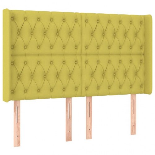 Sengegavl med kanter 147x16x118/128 cm stof grøn