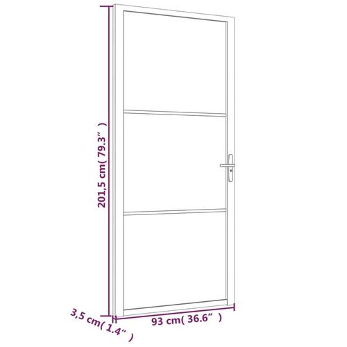 Dør 93x201,5 cm sikkerhedsglas mat glas og aluminium sort