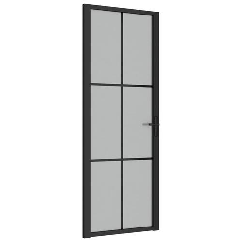 Dør 76x201,5 cm mat glas og aluminium sort