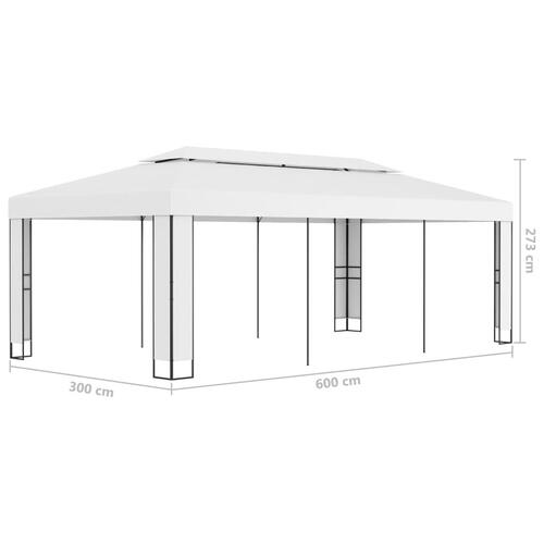 Pavillon med dobbelttag 3x6 m hvid