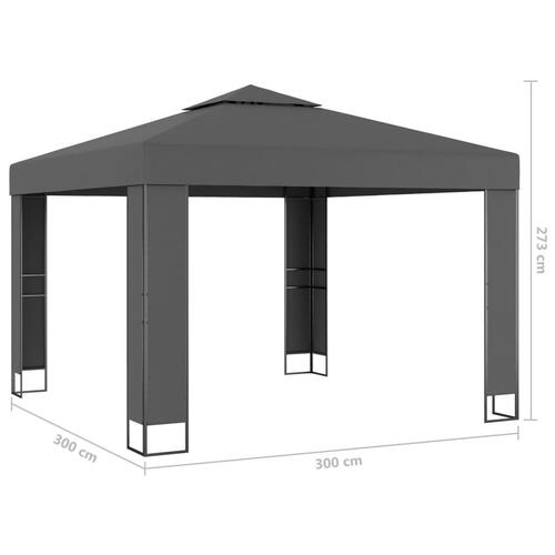 Pavillon med dobbelttag 3x3 m antracitgrå