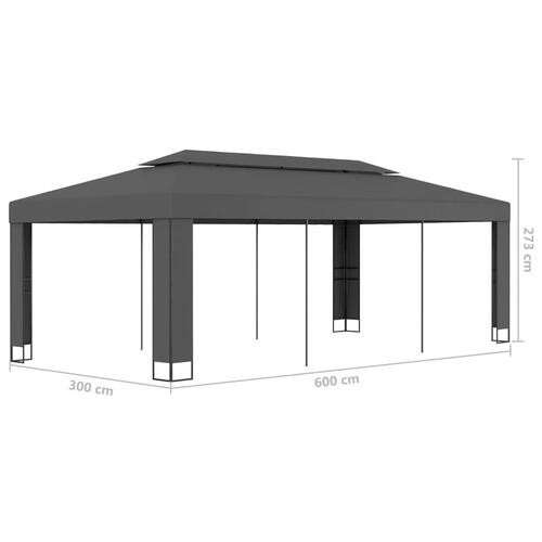 Pavillon med dobbelttag 3x6 m antracitgrå