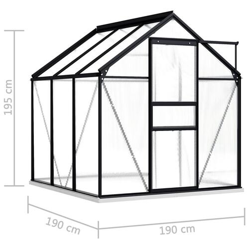 Drivhus med fundamentramme 3,61 m² aluminium antracitgrå