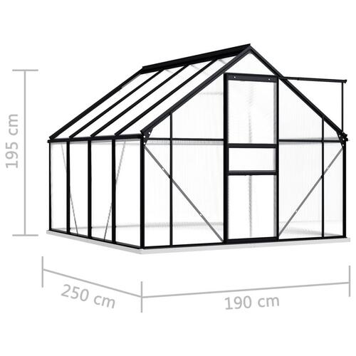 Drivhus med fundamentramme 3,3 m² aluminium antracitgrå
